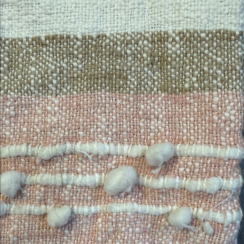 Boho Pink and Cream Throw Pillow with Tassels - Picture 3 of 8